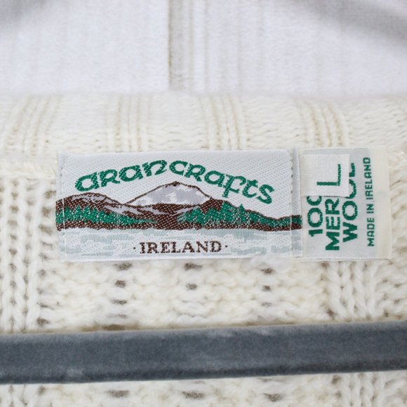 ARAN CRAFTS Merino Wool Full Zip Knit Sweater Sz L - Picture 10 of 12